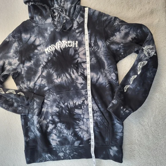Monarch Sweatshirt Hoodie Mens Size Medium Dark Blue Tie Dye - Picture 7 of 9